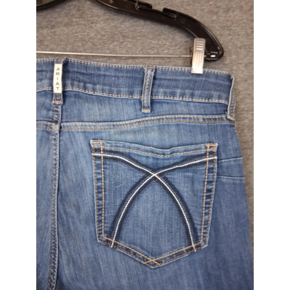 Ariat Womens Jeans 33R Blue Denim Rosa Perfect Boot Cut Thick Stitch Western - Picture 8 of 11